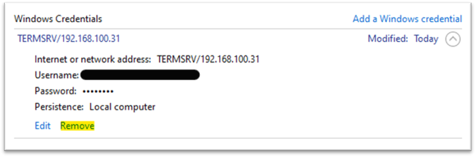 Removing Cached Remote Desktop Credentials - YourOfficeAnyWhere